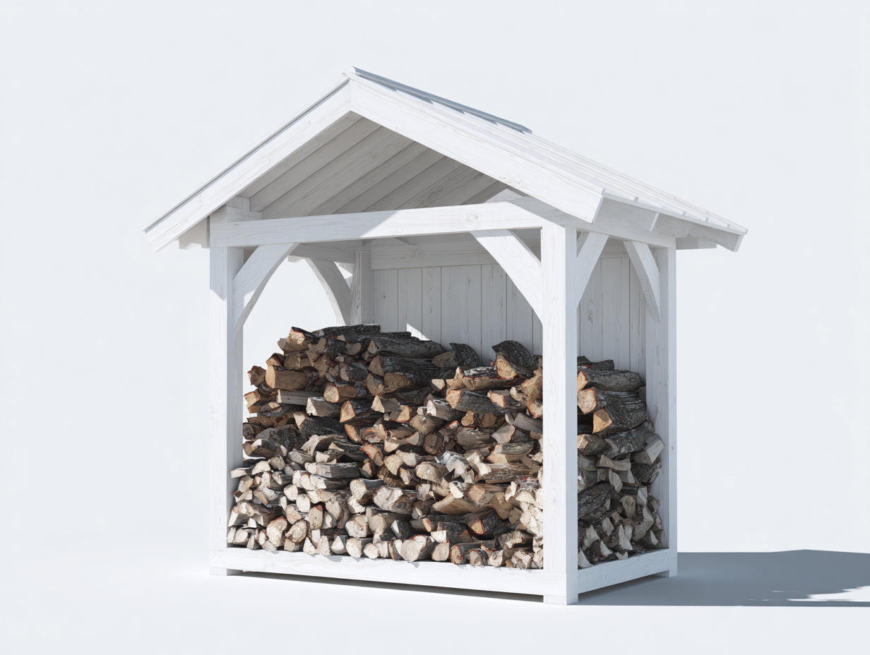 Portalegna - legno - 198x96x202 cm - bianco - rustico