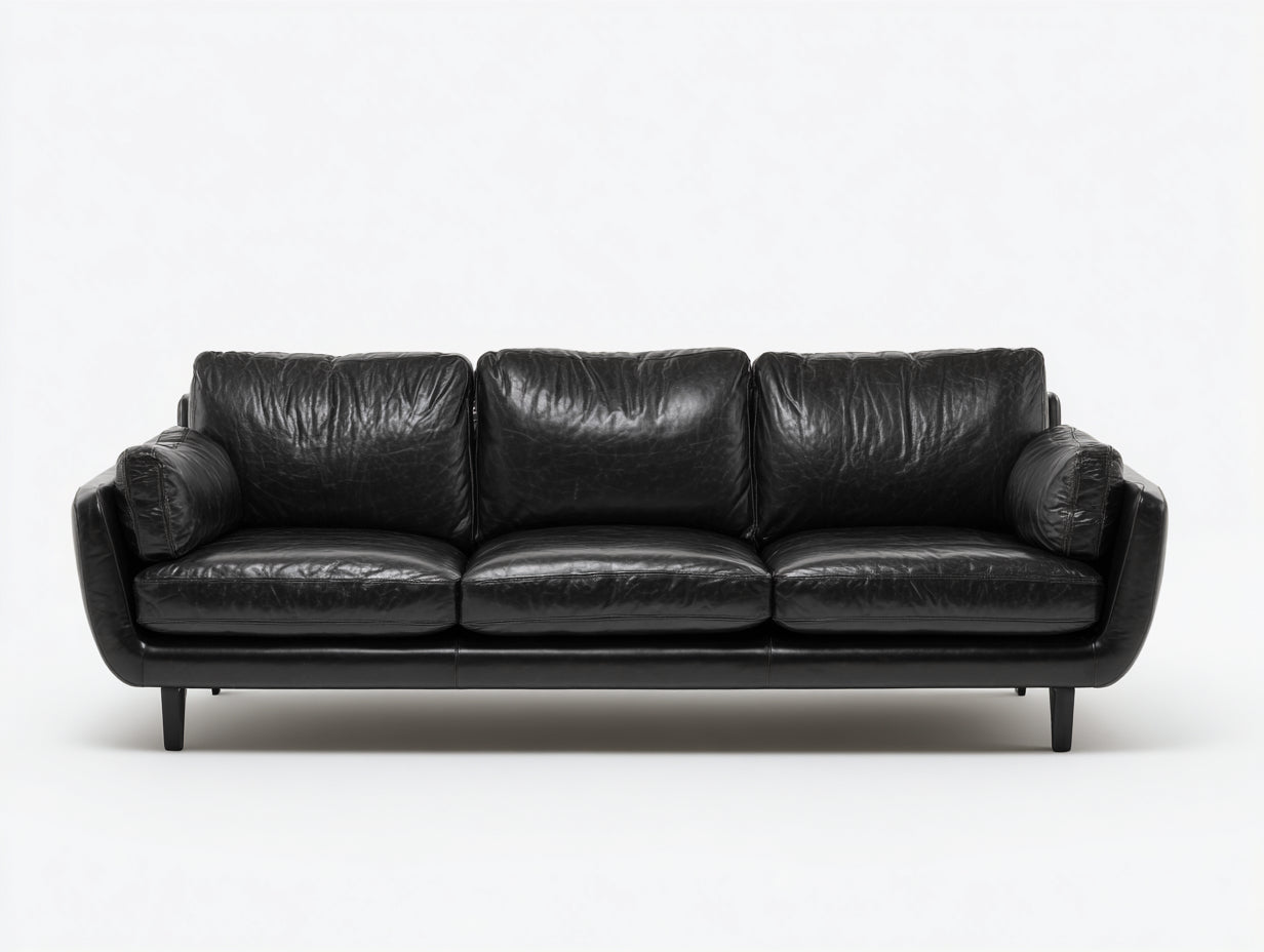 Divani a 3 posti - similpelle-metallo - 222x88x76 cm - nero - moderno