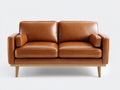 Divano a due posti - similpelle-legno - 174x86x80 cm - marrone cognac - moderno