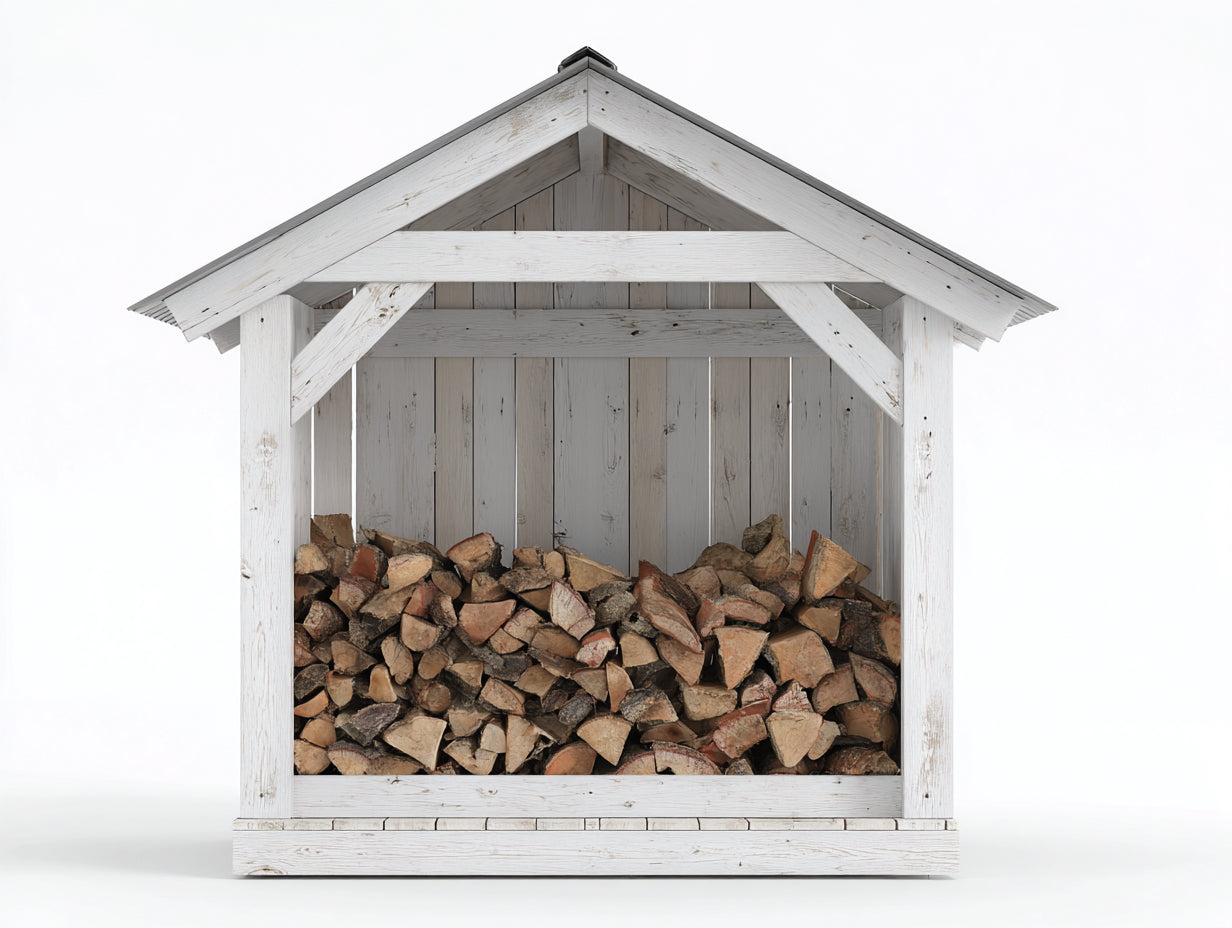 Portalegna - legno - 176x84x204 cm - bianco-grigio - rustico