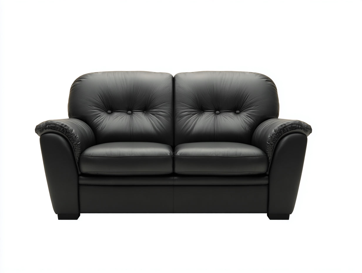 Divano a due posti - similpelle-legno - 164x88x84 cm - nero - classico