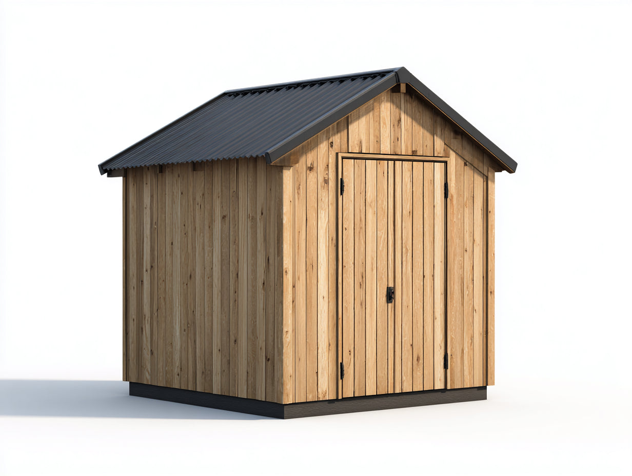 Casetta da giardino - legno-metallo - 258x196x238 cm - marrone chiaro-grigio scuro-nero - naturale moderno