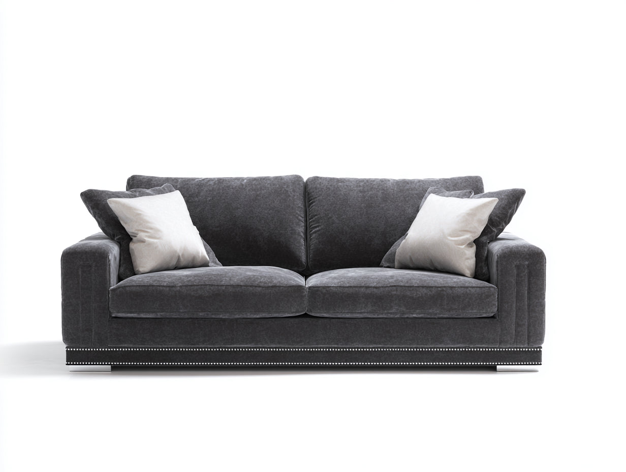 Divano a due posti - tessuto-metallo - 171x87x79 cm - grigio scuro - moderno