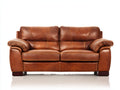 Divano a due posti - similpelle-legno - 172x88x82 cm - marrone cognac - classico