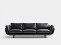 Divani a 3 posti - similpelle-legno - 228x89x75 cm - nero - moderno