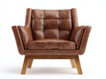 Poltrona-pelle sintetica-legno-92x81x90 cm-marrone cuoio-design retrò