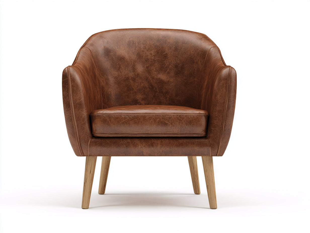 Poltrona-pelle sintetica-legno-86x77x82 cm-marrone vintage-design avvolgente