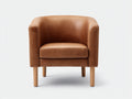Poltrona-pelle sintetica-legno-76x74x81 cm-marrone caramello-design compatto