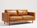 Divano a due posti - similpelle-legno - 180x86x80 cm - marrone cognac - moderno