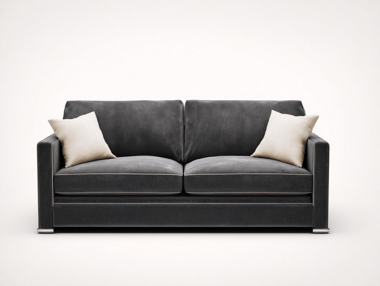 Divano a due posti - tessuto-metallo - 170x86x78 cm - grigio scuro - moderno