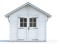 Casetta da giardino - legno-vetro-metallo - 294x216x237 cm - bianco-grigio scuro-marrone chiaro - classico nordico
