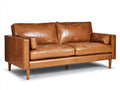 Divano a due posti - similpelle-legno - 181x87x81 cm - marrone cognac - moderno