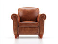 Poltrona-pelle sintetica-legno-88x79x83 cm-marrone caldo-design classico