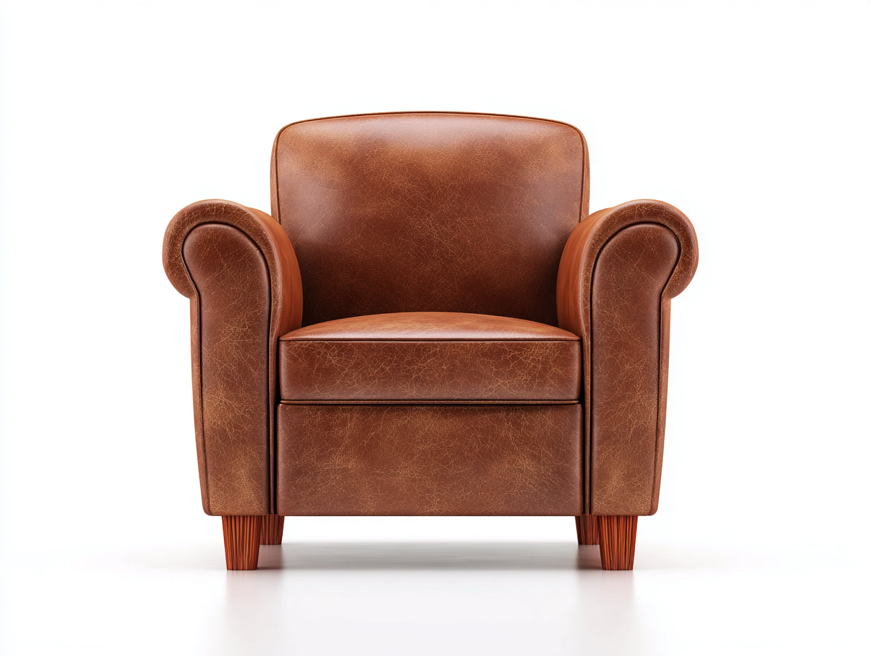 Poltrona-pelle sintetica-legno-88x79x83 cm-marrone caldo-design classico