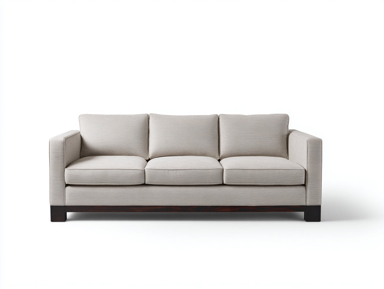 Divani a 3 posti - tessuto-legno - 214x86x75 cm - beige - contemporaneo