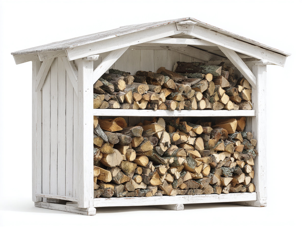 Portalegna - legno - 226x92x184 cm - bianco - rustico