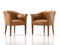 Poltrone-pelle sintetica-legno-metallo-146x70x82 cm-marrone nocciola-design rétro