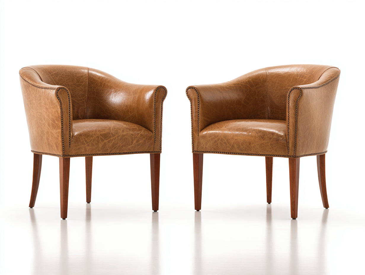 Poltrone-pelle sintetica-legno-metallo-146x70x82 cm-marrone nocciola-design rétro