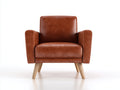 Poltrona-pelle sintetica-legno-82x78x86 cm-marrone ruggine-design moderno