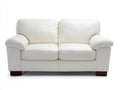 Divano a due posti - similpelle-legno - 169x88x82 cm - bianco crema - classico