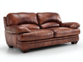 Divano a due posti - similpelle-legno - 174x90x84 cm - marrone cognac - classico