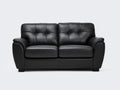 Divano a due posti - similpelle-legno - 166x87x83 cm - nero - classico